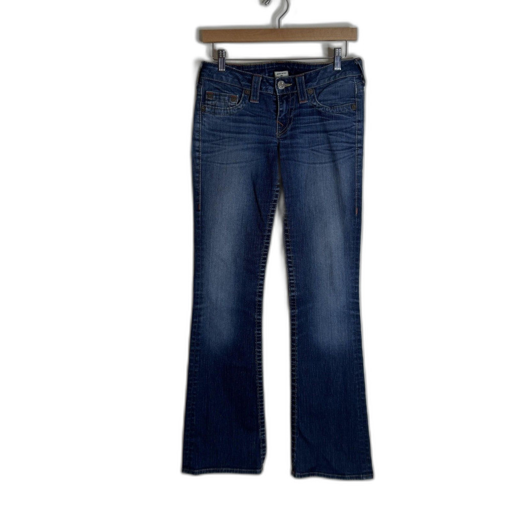 True Religion Tony Jeans Womens 28 Blue Low Rise Bootcut Stretch Made USA Denim